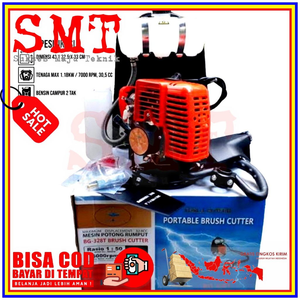 Tesla Mesin Pemotong Rumput Gendong 2Tak Brush Cutter BG328 Mesin Potong