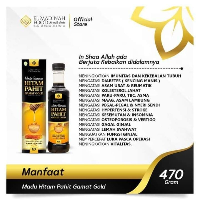 Madu Hitam Pahit Gamat Gold plus Sambiloto Elmadinah