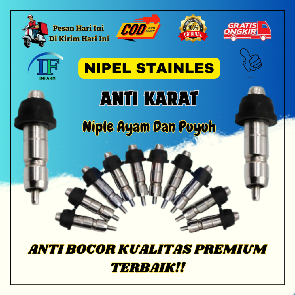 NIPLE NEPEL NEPEL STAINLES Nipel Ayam STAINLES Nipel Puyuh Drinker Tempat Minum Ayam Puyuh INNFARM