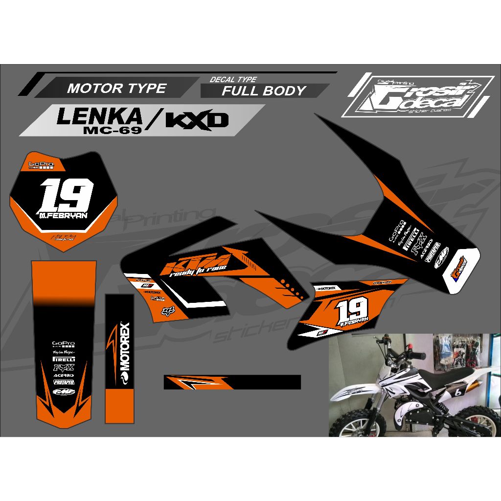 Striping Sticker Mini trail 2 Tak LENKA MC69 50cc/ KXD 50cc Full body Bebas Reques