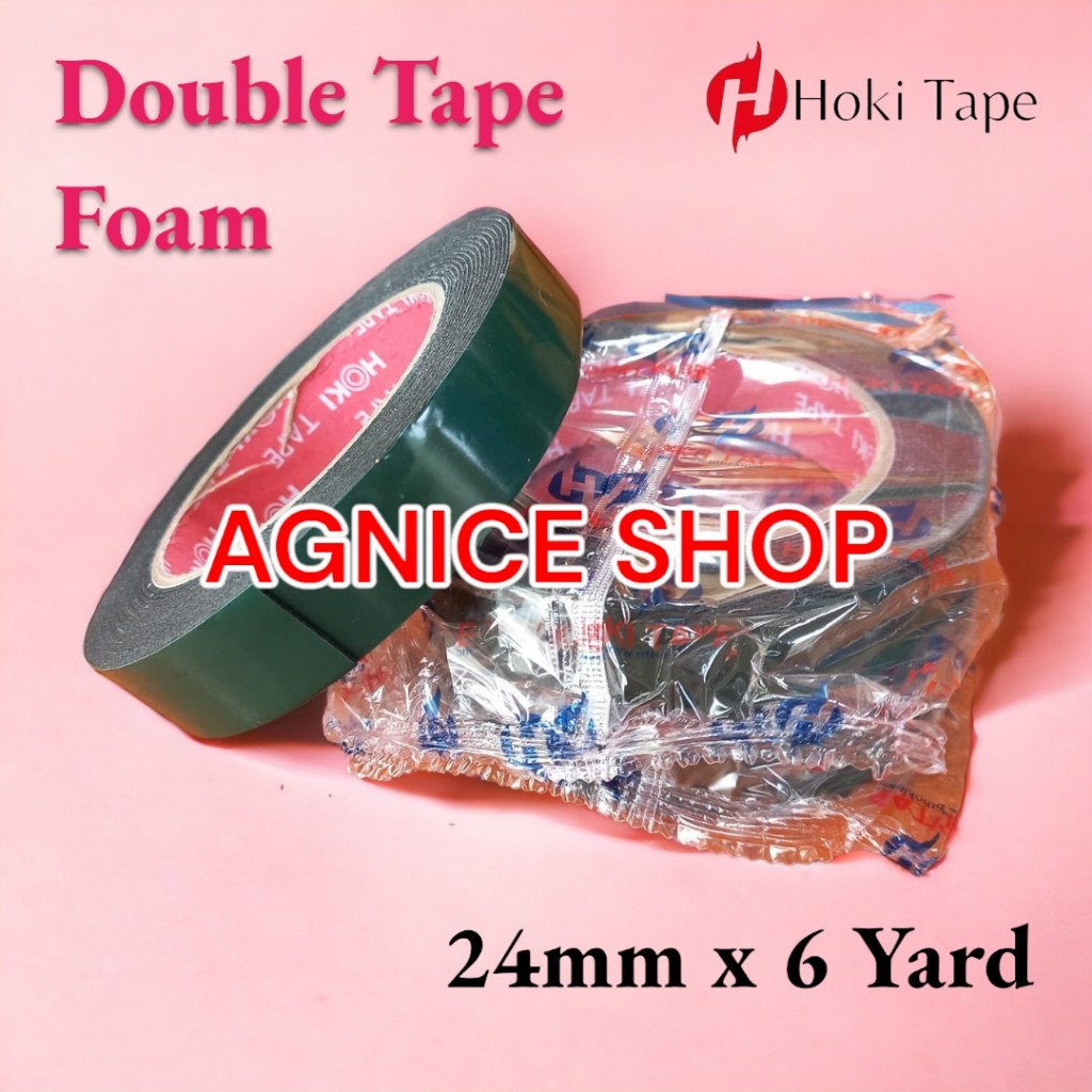 

Lakban Double Tape Foam Hijau Hoki 24 mm x 6 yard