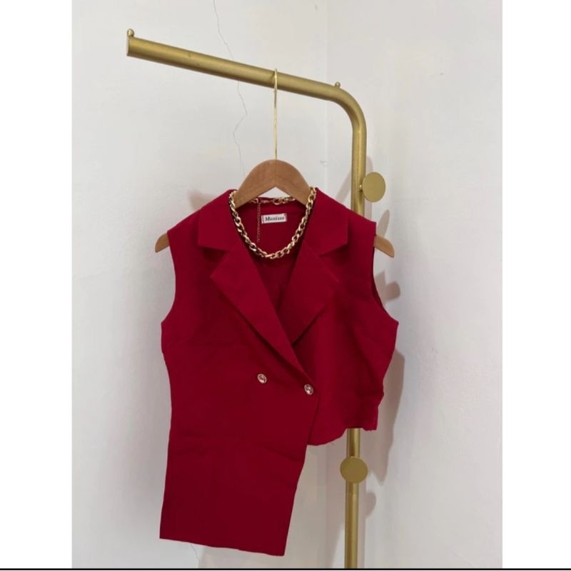 Ready Stok Atasan vest  maroon Bangkok/ Atasan vest wanita impor Bangkok