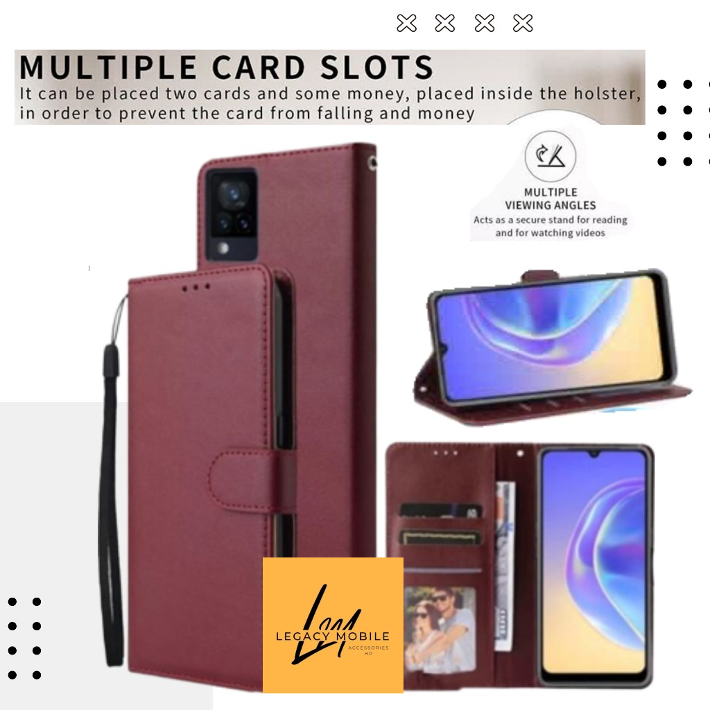 Flip cover leather wallet Vivo V21 4G 5G V23 5G case dompet kulit