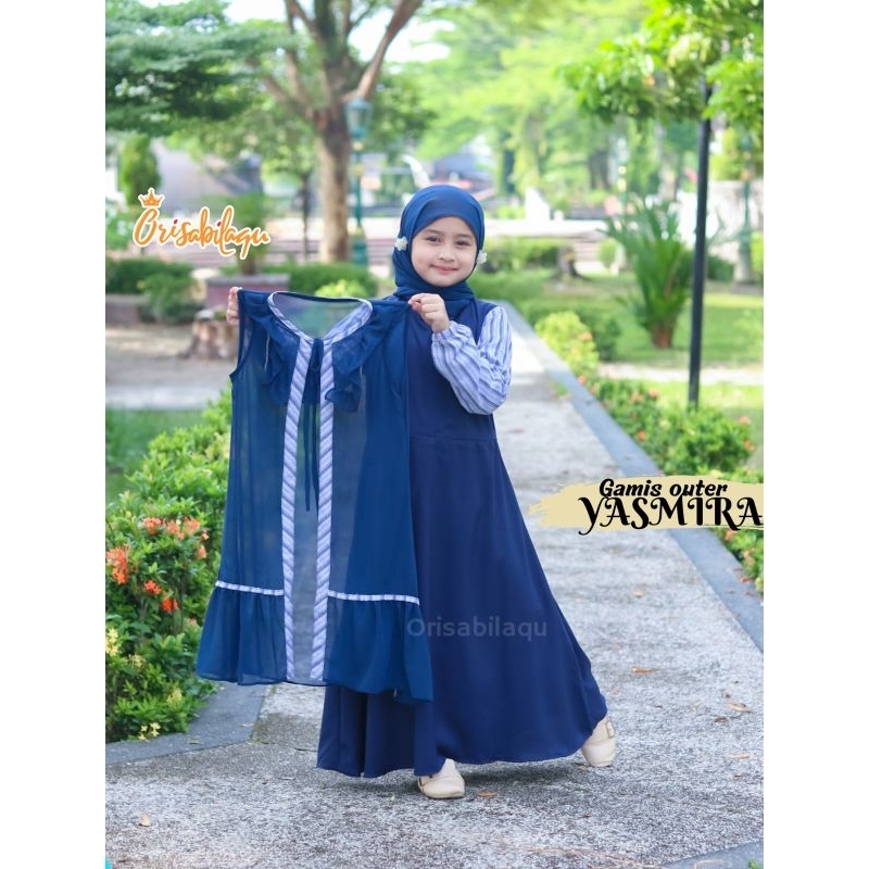 gamis yasmira by Orisabilaqu/gamis lebaran anak perempuan/gamis outer anak cewek/outer gamis/outer c