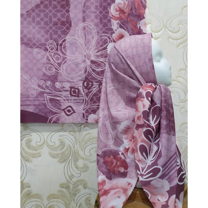HIJAB VOAL MOTIF FB UNGU TUA
