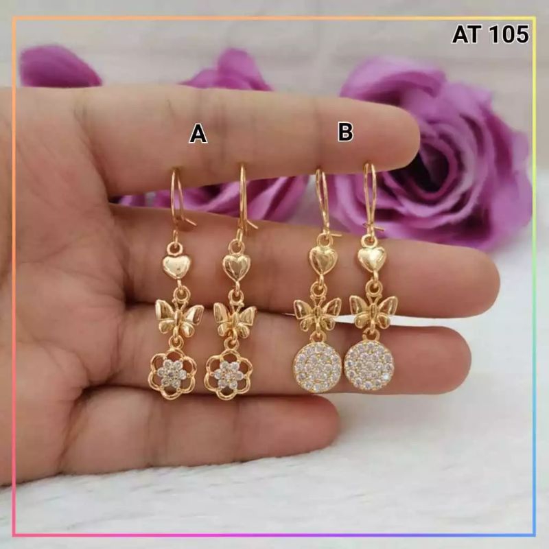 Anting xuping anting dewasa jurai bulat permata perhiasan lapis emas AT 105