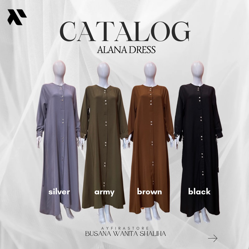 Alana Dress Gamis Kancing Snowsheer Simpel dan Mewah Ayfira Store