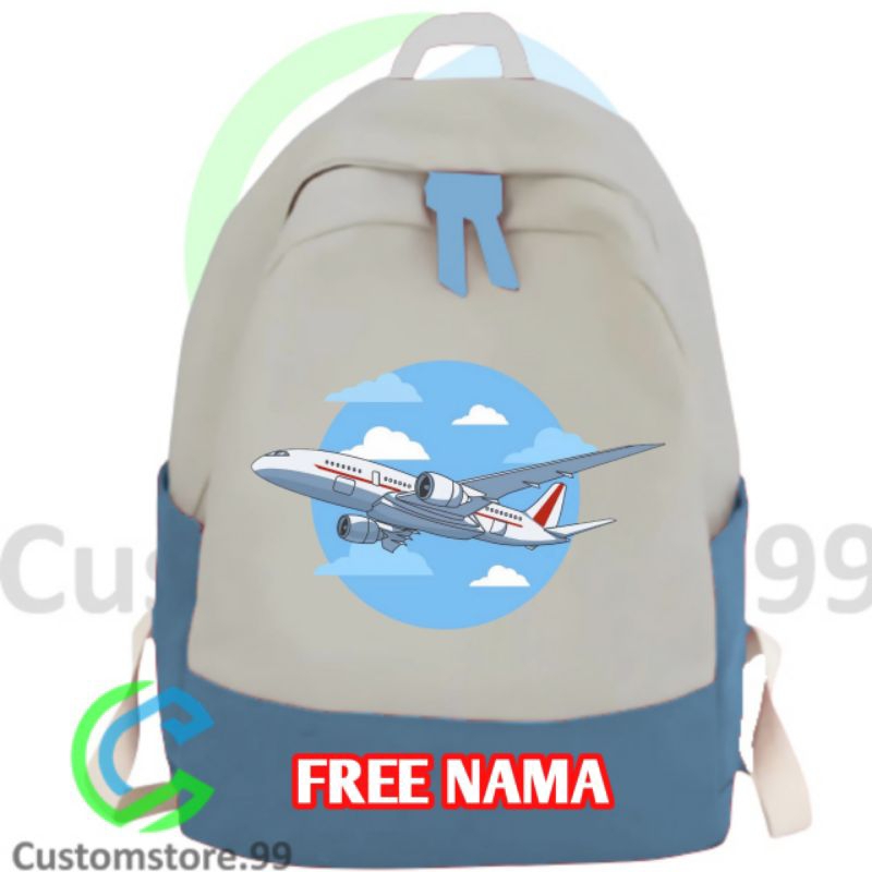 TAS RANSEL ANAK MOTIF PESAWAT TAS ANAK GRATIS SABLON NAMA