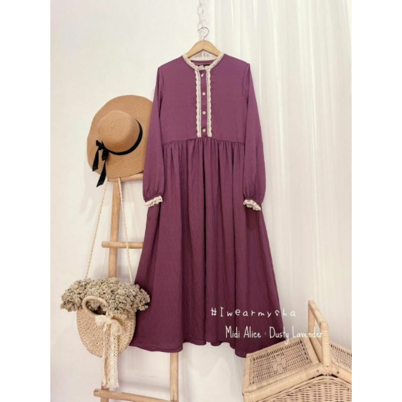 MIDI ALLICE TERACOTTA , ROYALE BLUE , CLOUDY BLUE , MAROON , DUSTY LAVENDER IWEARMYSHA