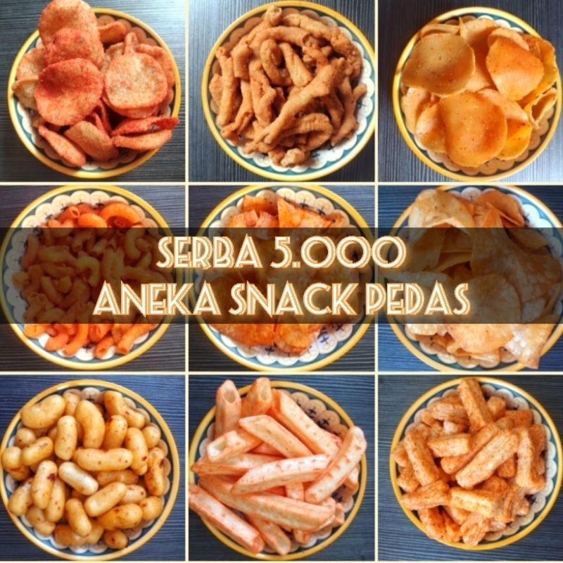 

[SERBA 5.000]SNACK SERBA PEDAS/ANEKA SNACK/OLEH-OLEH/Cemilanpedas/CamilanGurih/Pedas/Kue Kering/Snack serba 5.000/Ready siap Kirim/