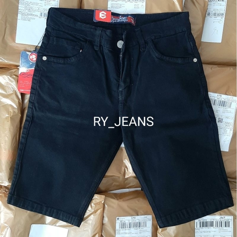 Celana jeans pendek pria jeans hitam street jeans cmjee