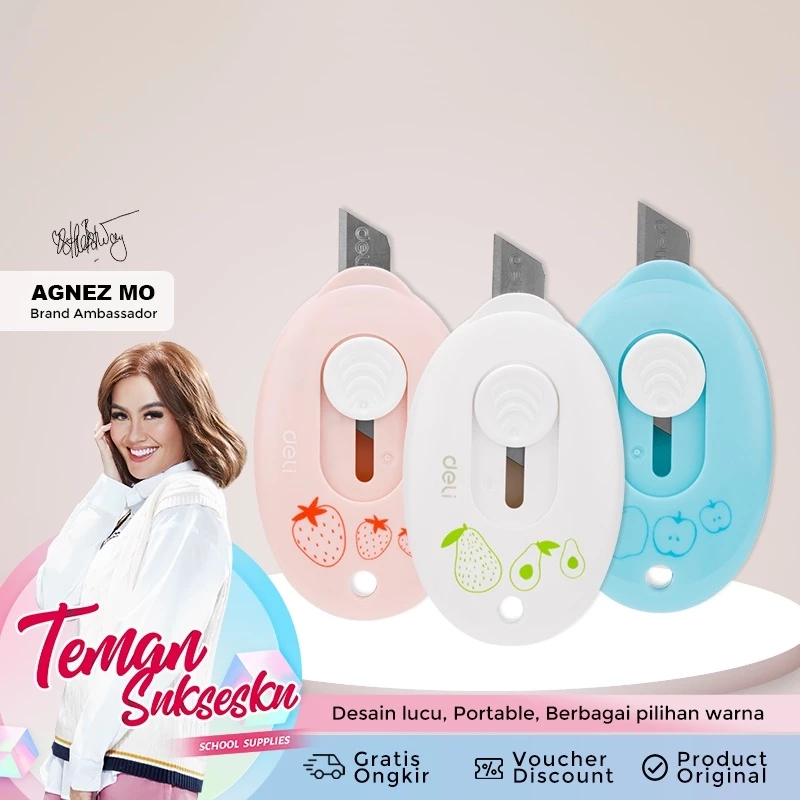 

Deli Jakarta / Deli-E2050F Mini Cutter / Mini Paper Cutter Portable Durable Cute Size Convenient To Open Package / Cutter Pisau Baja Kecil SK5 Tajam 3 Warna Desain Simple Portabel Aesthetic Lucu Murah Berkualitas Untuk Membuka Paket / Deli X Agnez Mo