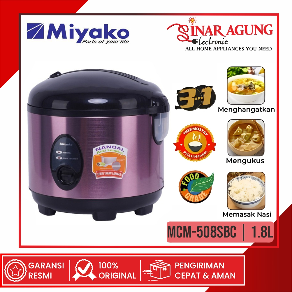 [COD] MIYAKO RICE COOKER / MAGIC COM MCM-508 SBC / MCM 508 SBC / MCM508 SBC (1,8 LITER) GARANSI RESM