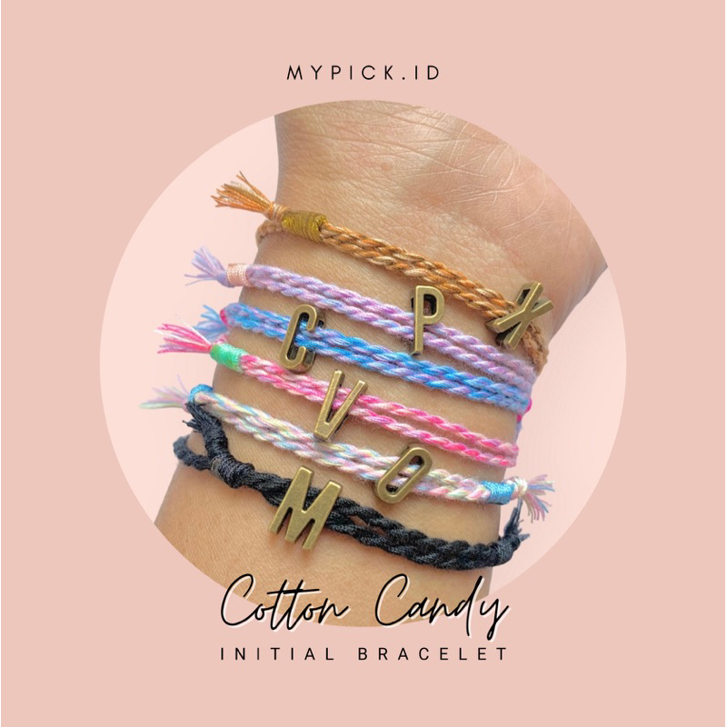 [PRE-ORDER] Cotton Candy Initial Bracelet Gelang Persahabatan Friendship Couple Tali Kepang Pastel