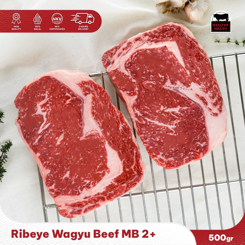 

Ribeye Wagyu Beef Steak Mb2+ 500gr Healthy Wagyu