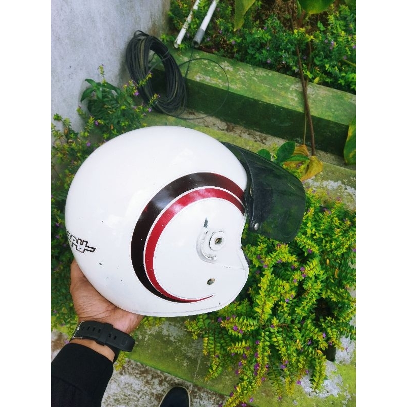 Helm Scoopy Cream Kaca Flat Original
