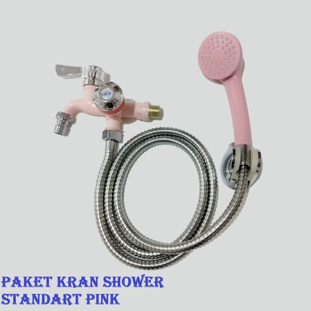 Shower Kamar Mandi 1 Set + Kran Cabang / Shower Mandi Set Pink