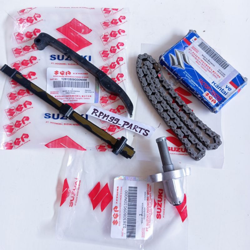 Paket Rantai keteng+Karet Lidah Tensioner+Tonjokan Suzuki Shogun 110 Asli