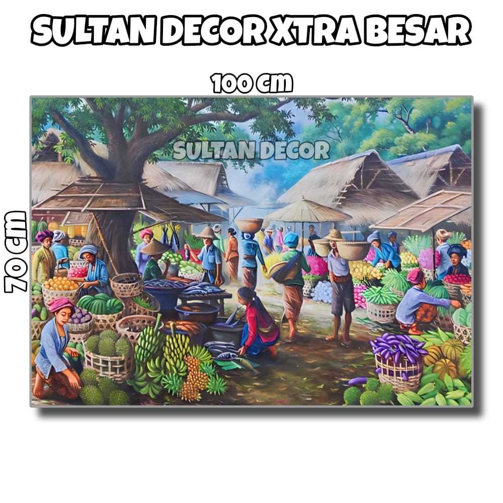 Lukisan Poster cetak Pasar Tradisional Xtra Jumbo / Hiasan dinding Ruang tamu / Hiasan Dinding kamar