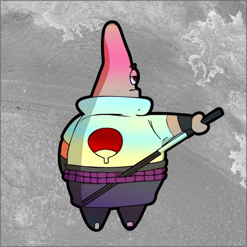Sticker Hologram Patrick | Sticker Anime Spongebob Patrik Patrick Petrik ukuran 7 cm