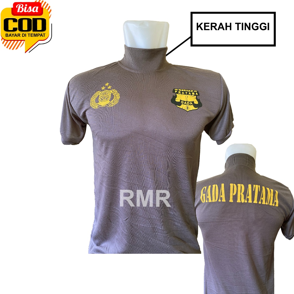 Kaos Satpam Coklat Terbaru Gada Pratama Kerah Tinggi Kaos Satpam Coklat Dalaman Leher Tinggi