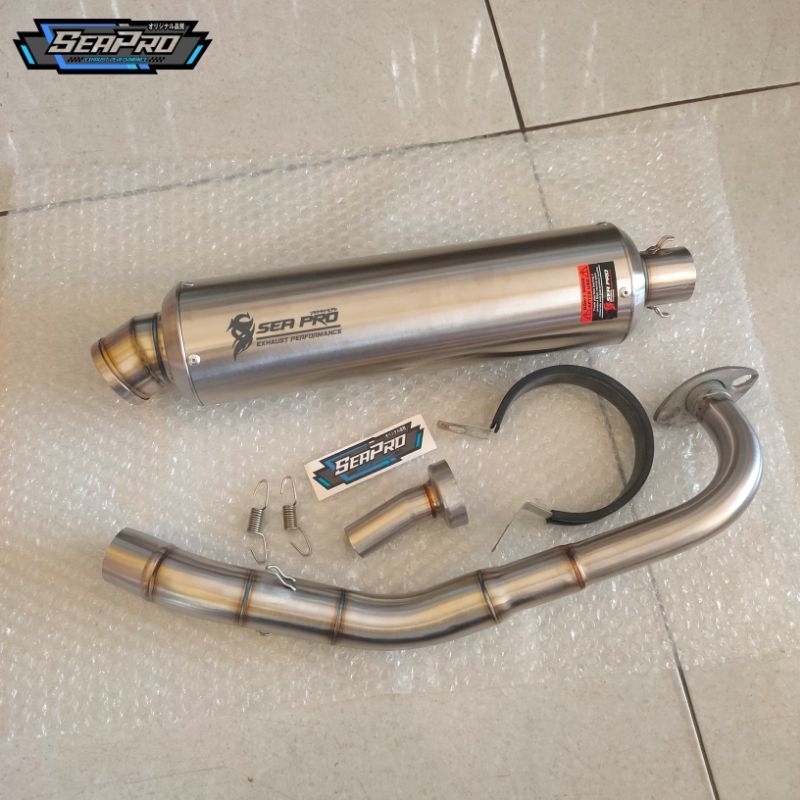 Knalpot matic fullset Inlet 38mm empuk ngebas Original Sea Pro Exhaust Type PJ-long