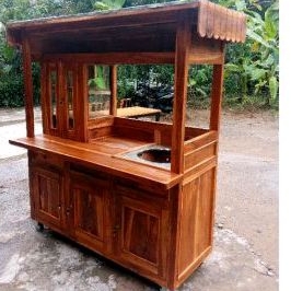 GEROBAK BAKSO KEKINIAN kayu jati