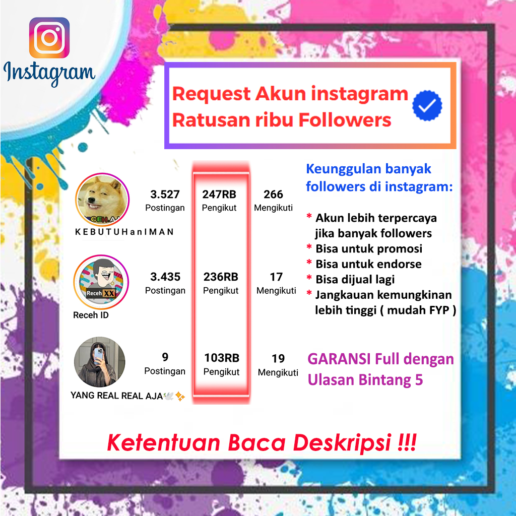 Request akun  ribuan followers - akun ig followers 100k lebih - followers instagram real - acc ig si