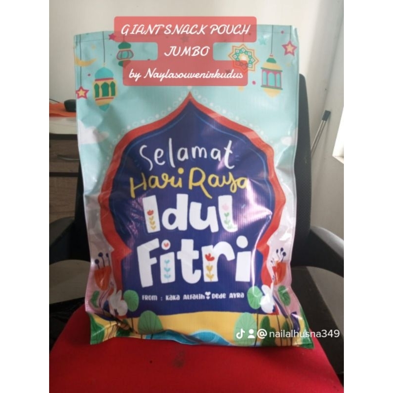 

GIANT POUCH SNACK JUMBO LEBARAN+RESLETING UK.55x75 cm