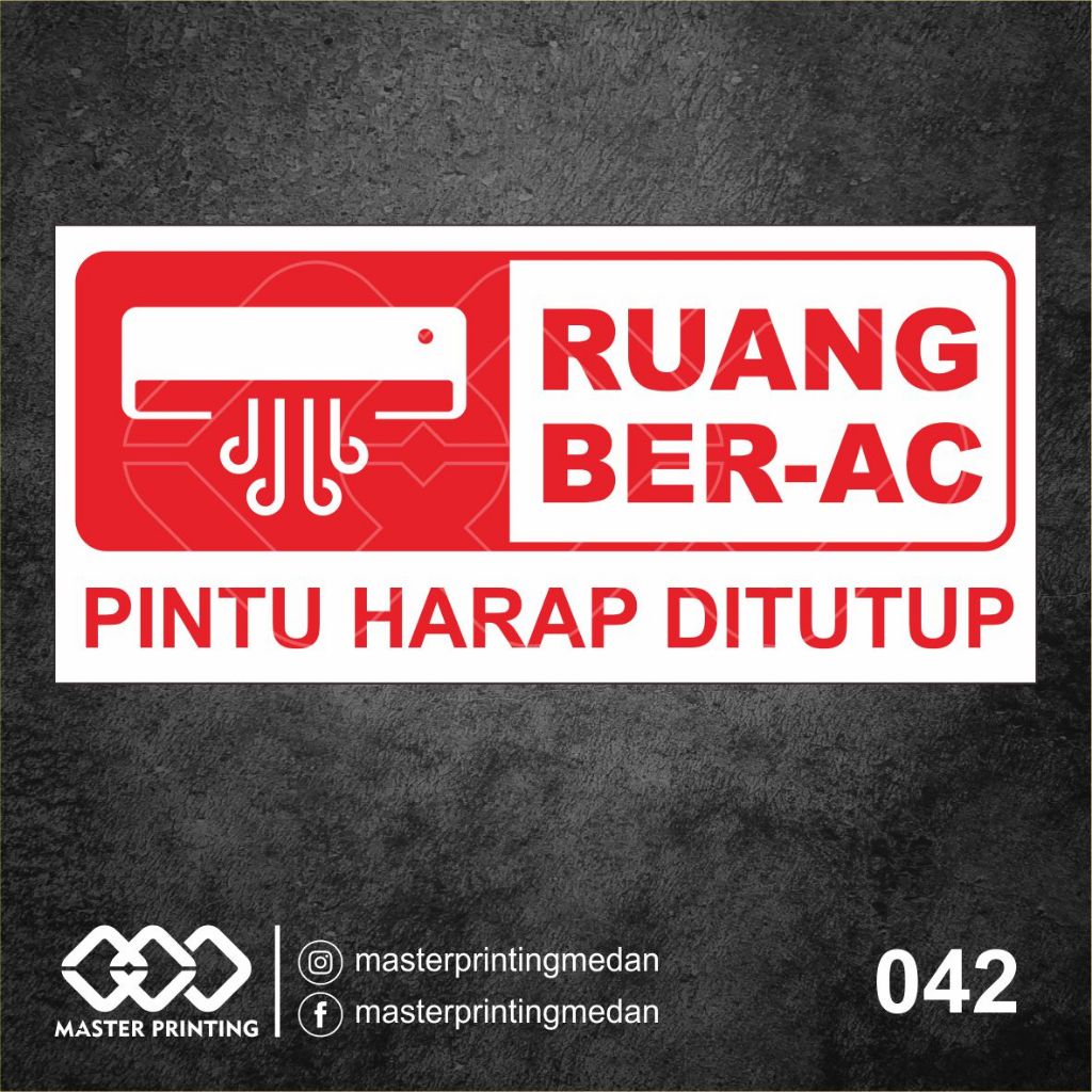 

042 - Stiker Ruang BerAC, Ruangan Ber AC, Sticker Vinyl, Premium, Tahan Air, Termurah, Bisa Custom