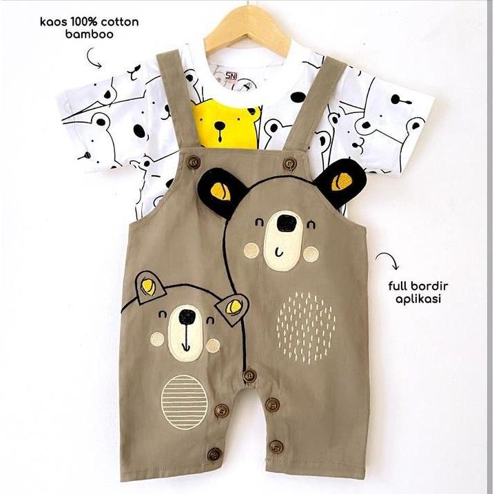 Overall Bayi Anak Laki-Laki Motif Bear