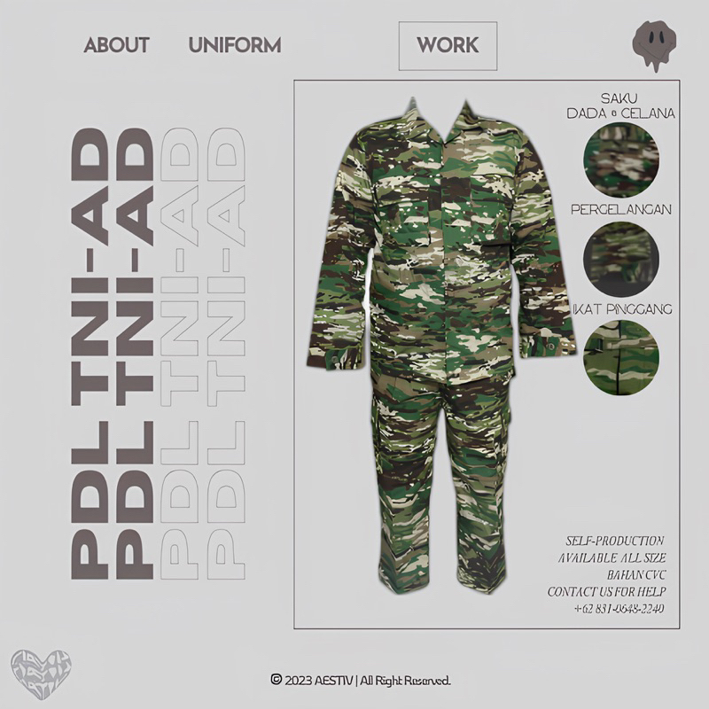 PDL TNI AD KASAD bahan CVC