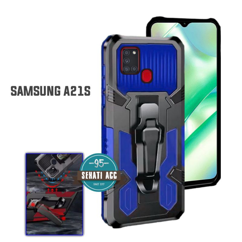 SAMSUNG A21S Casing robot standing klip hard case robot kristal