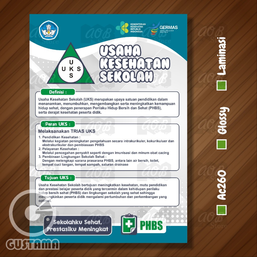 

Poster Usaha Kesehatan Sekolah, Poster UKS Laminasi A3