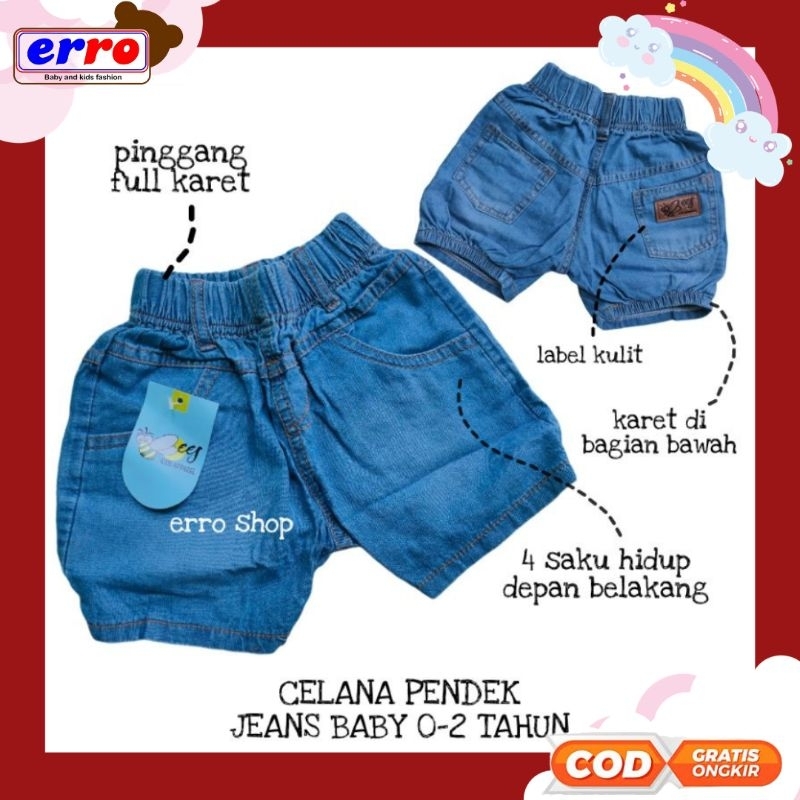 Celana Pendek Jeans Baby 0-2 tahun / Celpen Denim Jins Jean Jin  Anak Bayi Balita Cowok Cewek Laki p