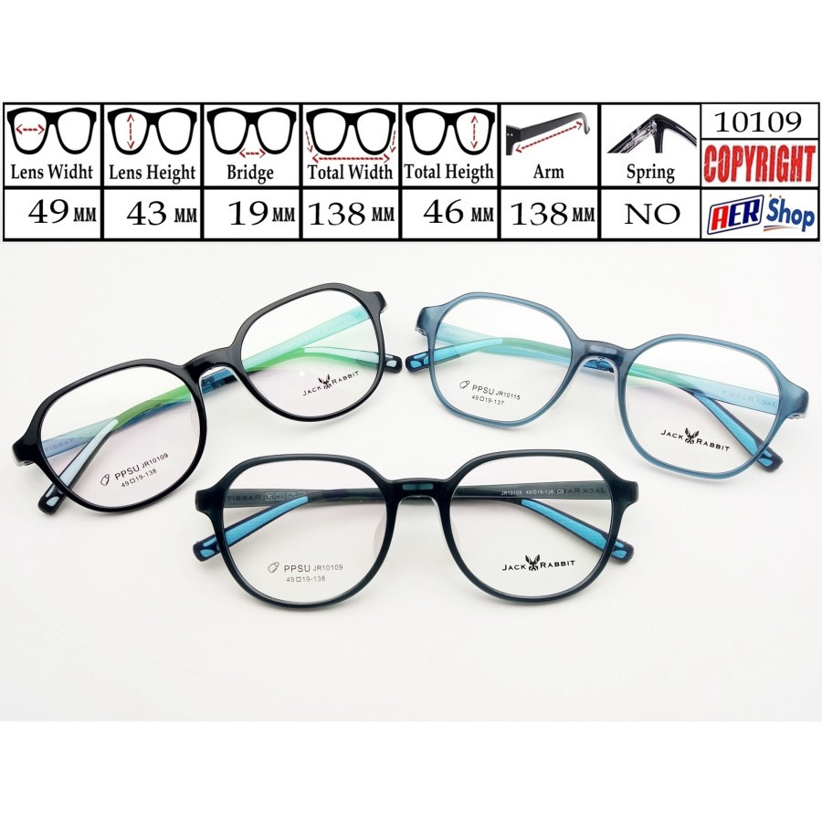 Kacamata minus elastis MATERIAL ORIGINAL PPSU frame lentur JACK RABBIT