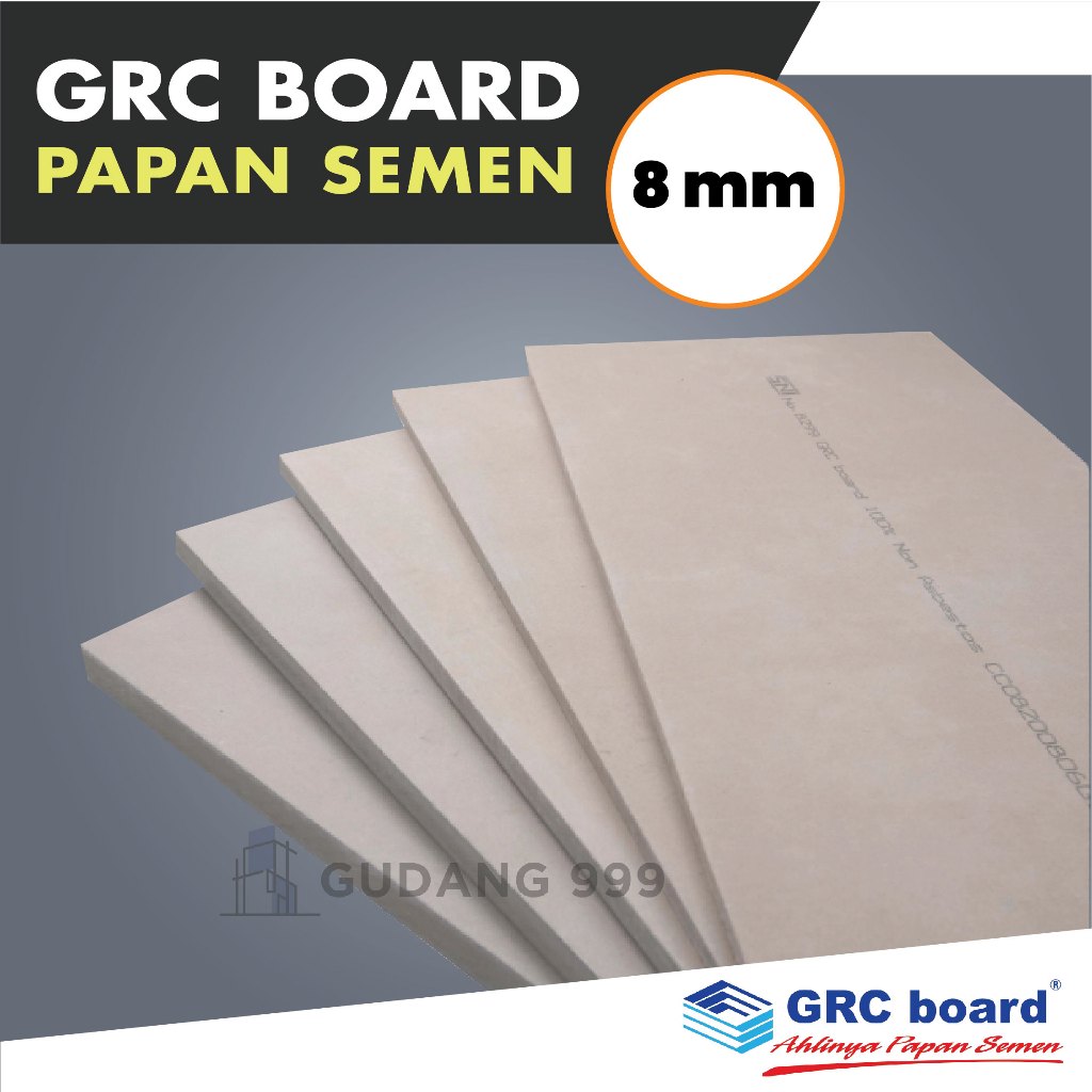 GRC Board 8mm 122x244cm - Papan Partisi Plafon Dinding Interior