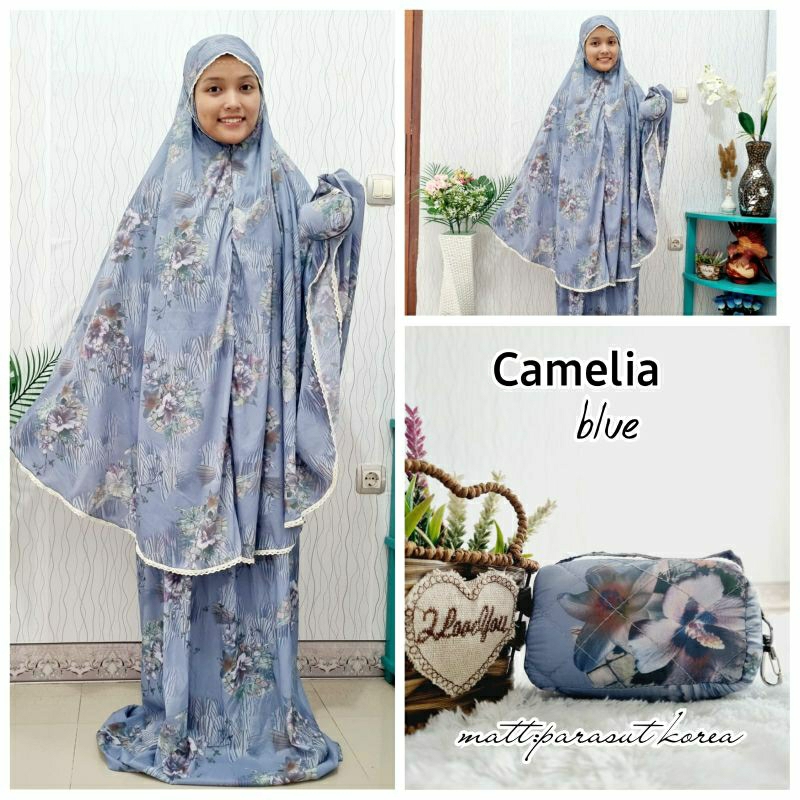 Mukena Parasut korea 2in 1 Motif bunga Mukena Mini , Mukena traveling