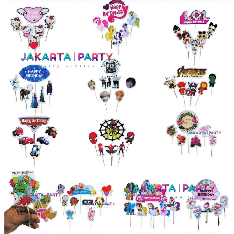 Cake Topper Karakter / Topper Cake Anak / Topper Cup Cake