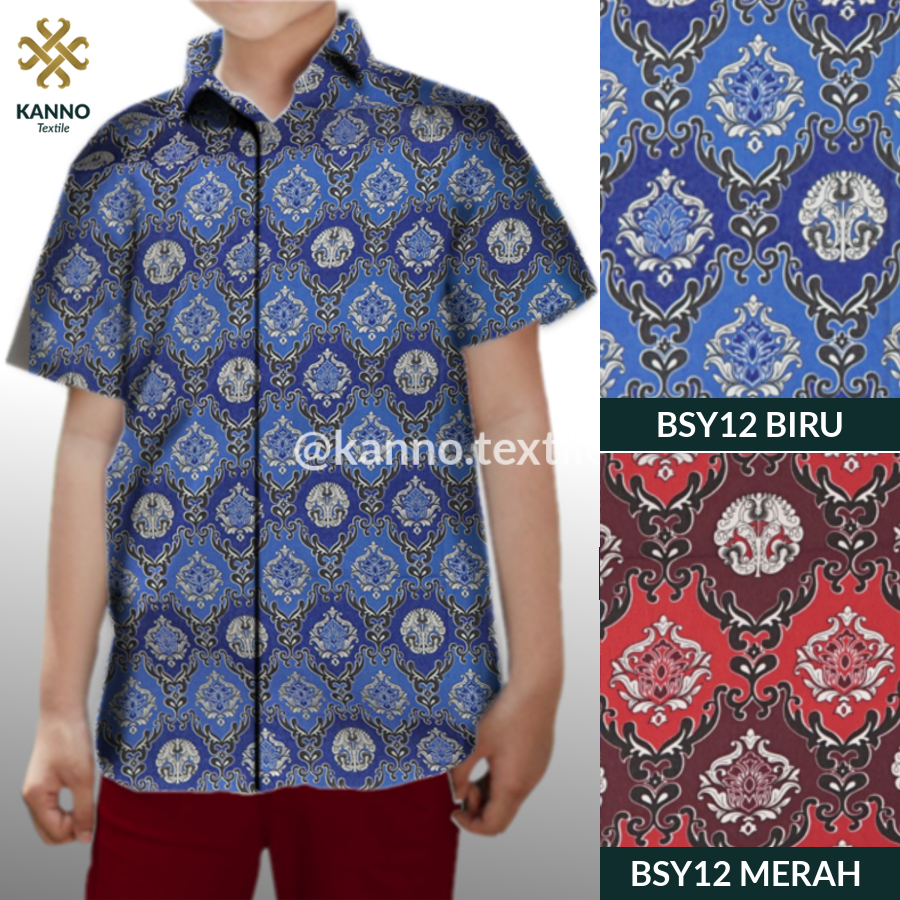 KAIN BATIK SERAGAM SEKOLAH SD SMP SMA BAHAN BSY SANWOS BSY12 WARNA BIRU/MERAH