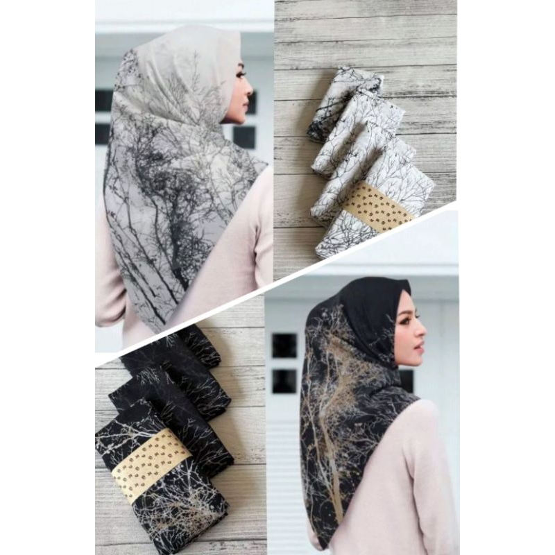 Hijab Voal Segiempat Motif Akar Series Lasercut