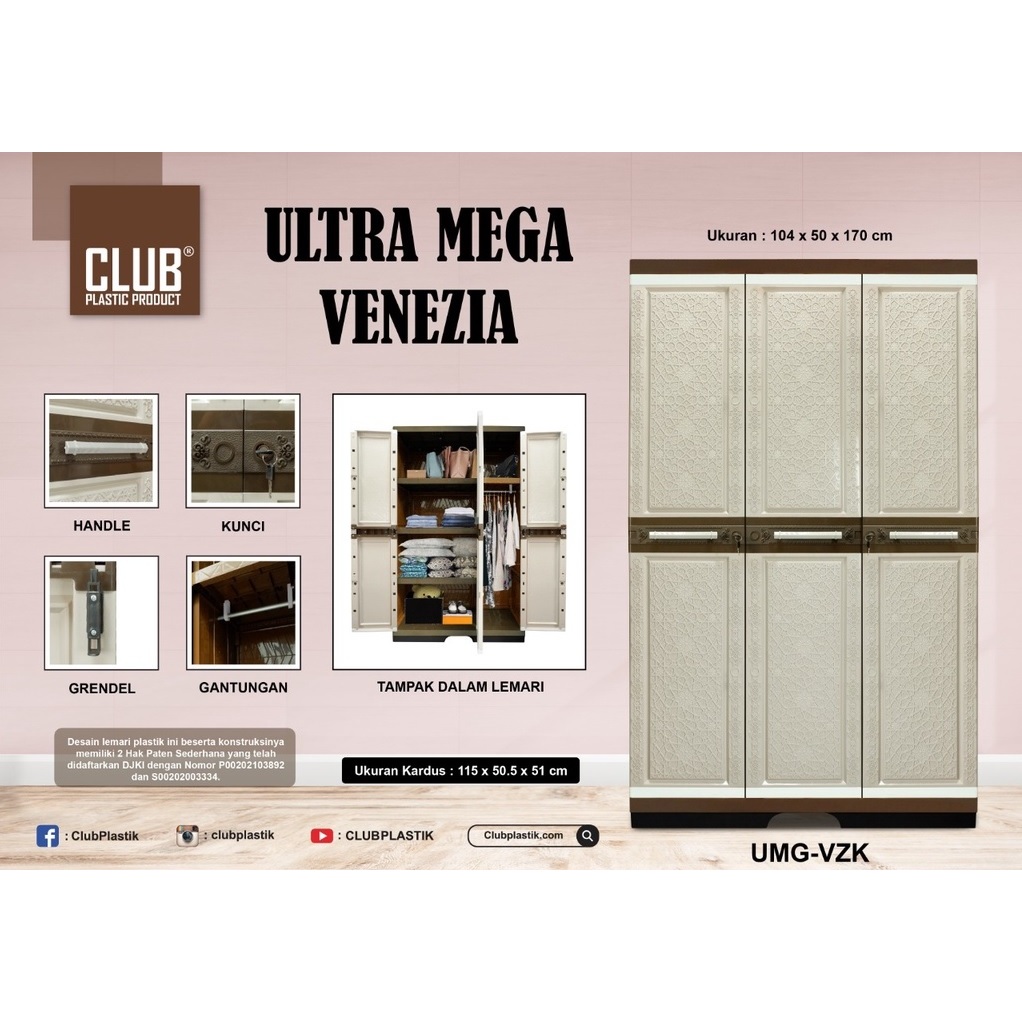 Club Lemari Plastik Jumbo 3 Pintu