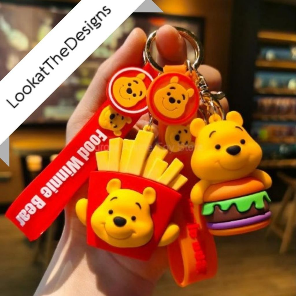 Gantungan Kunci Pooh Burger Kentang Goreng Lucu Gemoy