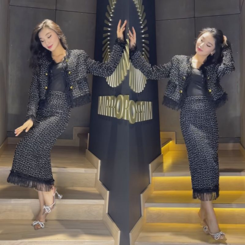 deluxe tweed set blazer+skirt