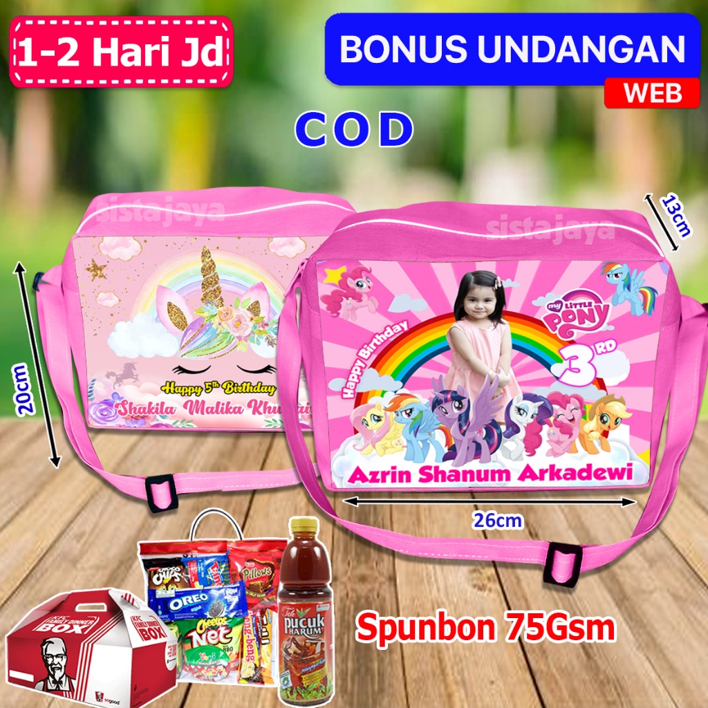 

Tas Selempang Ulang Tahun Anak Pony / Tas Selempang Ultah Anak / Tas Selempang Anak Custom / Tas Ulang tahun Anak Selempang / Tas Snack Ultah Selempang