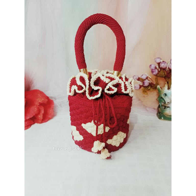 Tenong Rajut Motif Awan |Tas Rajut Cantik