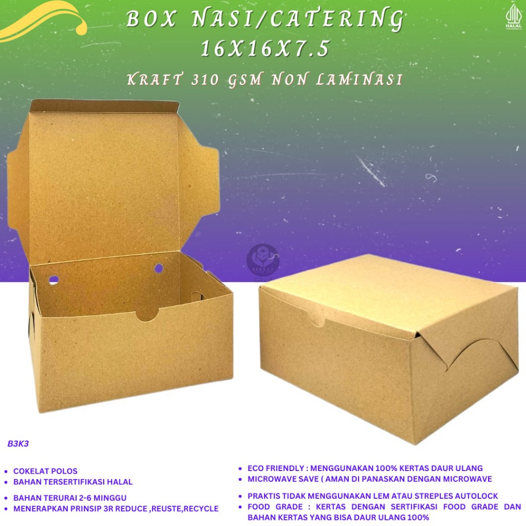 Box 16x16 Dus 16x16 Dus Nasi Catering Dus 16x16 (B3K3-Non Laminasi)