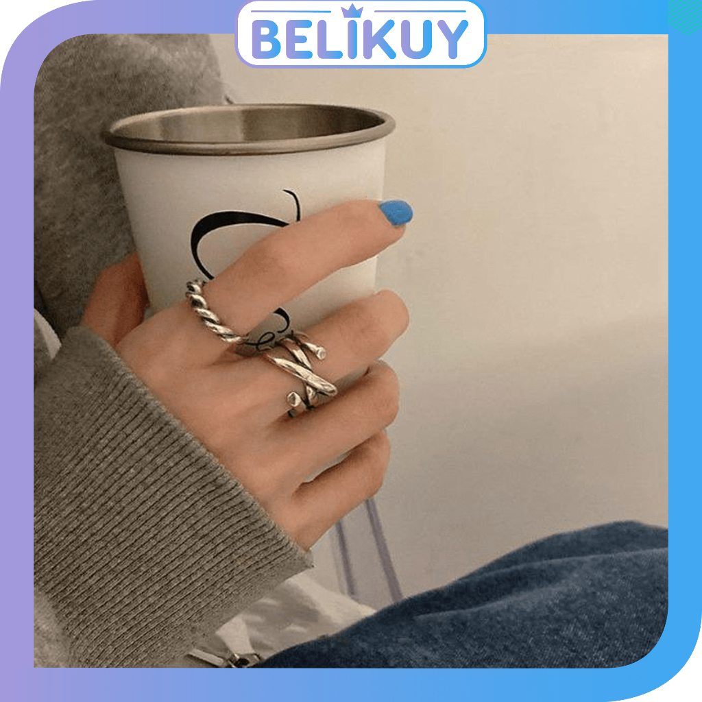 Belikuy COD Cincin 2Pcs / Set Cincin Jari Telunjuk Gaya Retro Hip-Hop Korea Untuk Wanita AC09