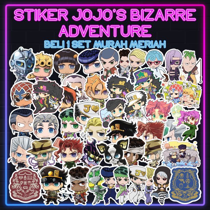 

[1 Pack isi 50 pcs] Stiker JoJo's Bizarre Adventure Sticker Anime Murah Meriah - ddu-du sticker