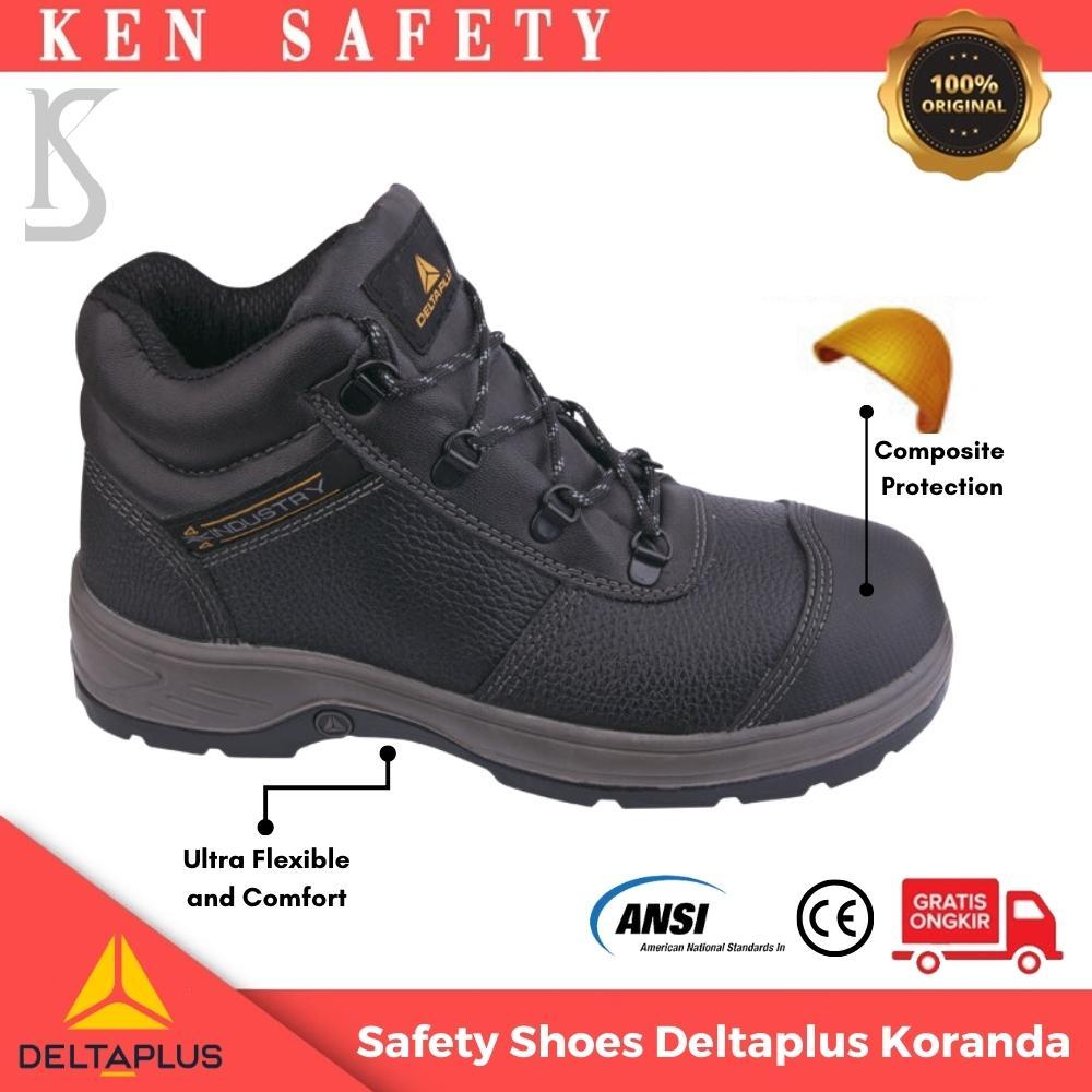Sepatu Safety Deltaplus Koranda Kulit Asli Ujung Besi Composite Protection